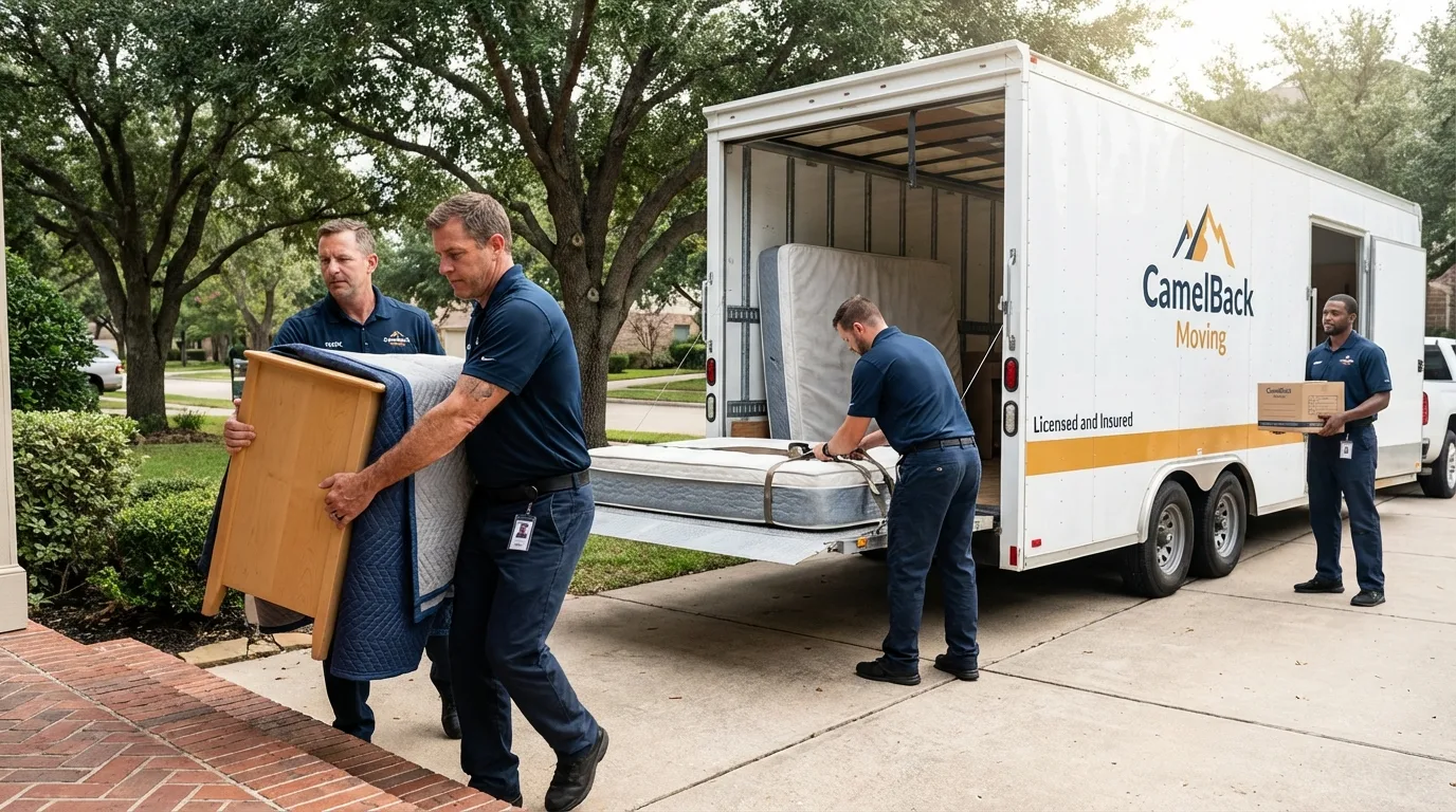 Crew loading residential truck for cross-state move from Pennsville, NJ