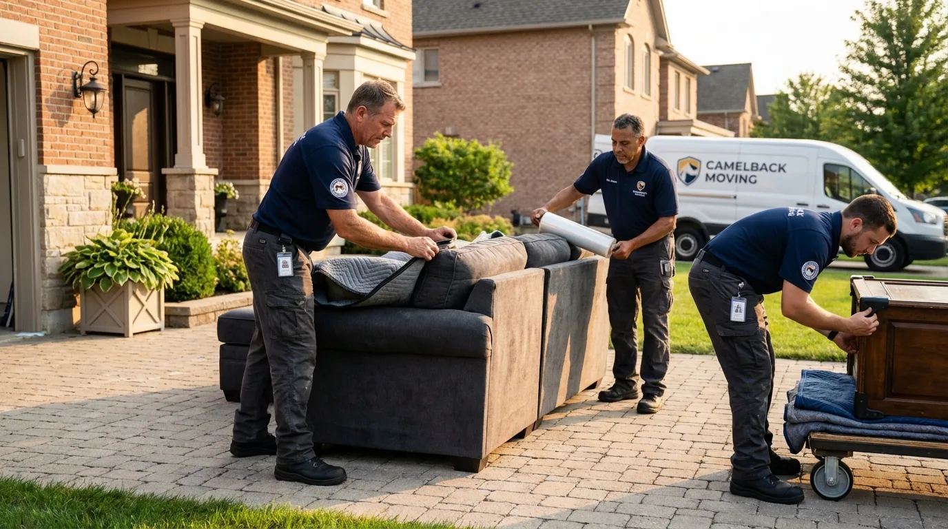 Large estate moving crew wrapping furniture in Pennsville, NJ