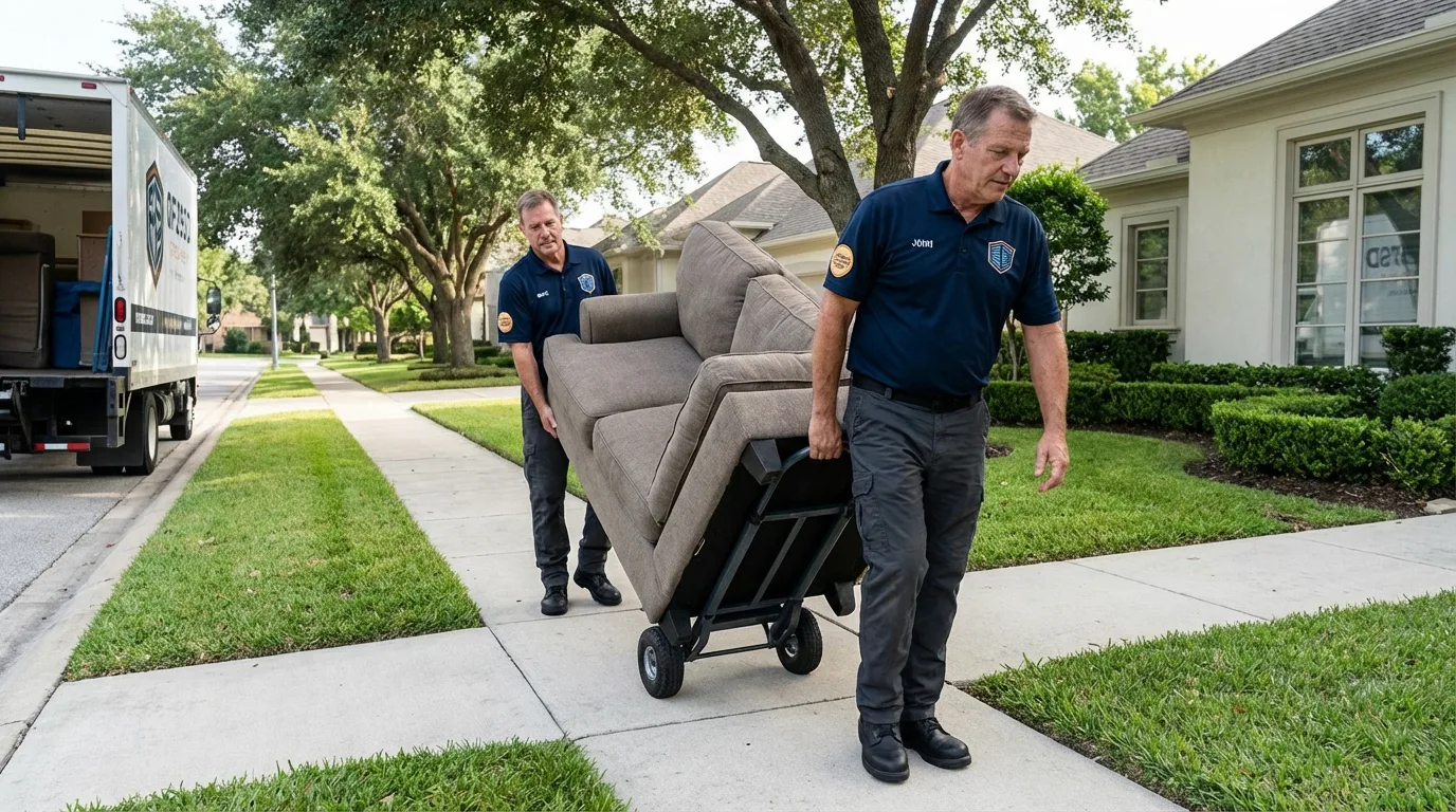 Local residential moving crew loading furniture in Pennsville, NJ