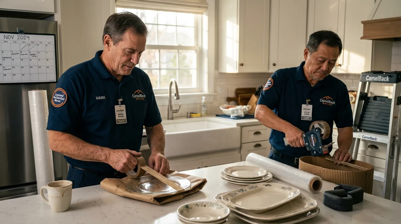 Professional crew packing kitchen dishware in Pennsville, NJ