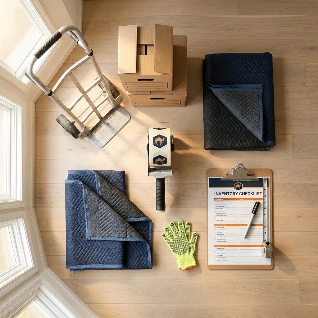 Professional moving supplies and packing materials layout for Pennsville residential relocations